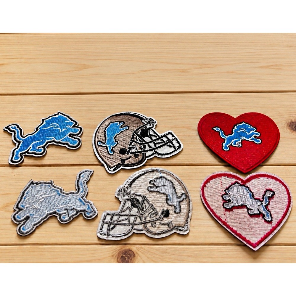 Detroit Lions Embroidered Sew-On Patch Mixed Lot Logo Helmet & Heart[A3]